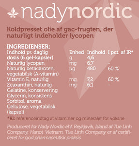 Gac-frugt ekstrakt med Lycopen<br>770 mg  (100 kapsler)